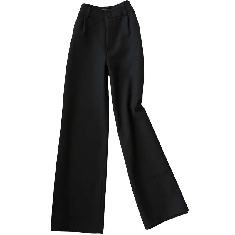 High Quality Women's Pants Autumn and Winter Clothing Style Korean Waist Loose Woolen Wide Leg Trousers 210527