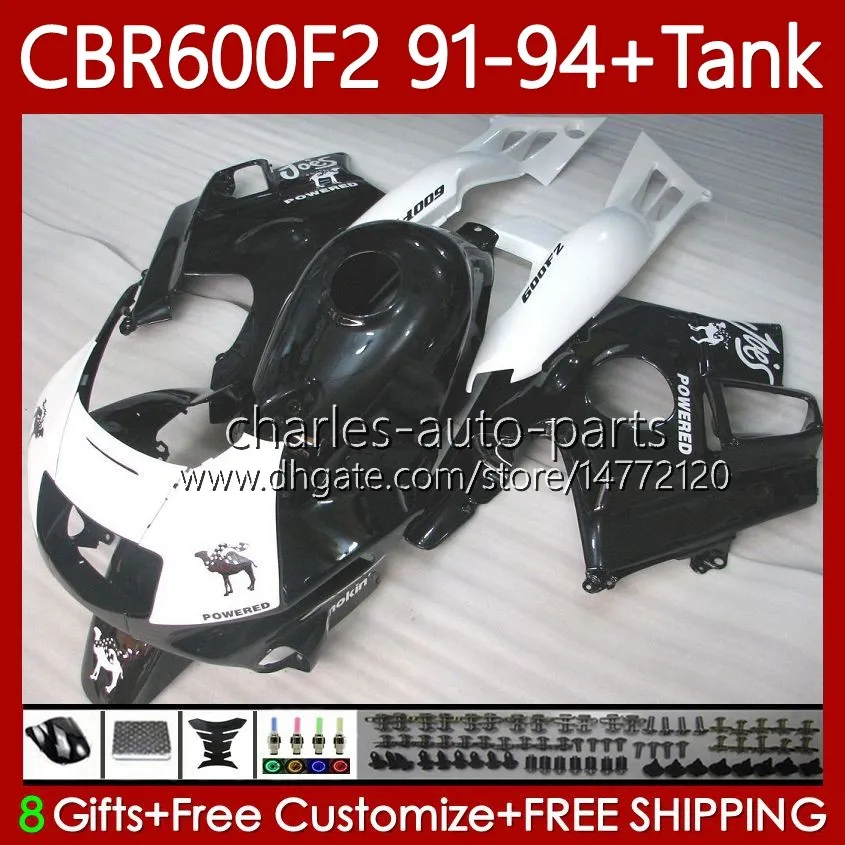 Corpo + serbatoio per Honda CBR600 CBR 600 F2 FS CC 600F2 91 92 93 94 Bianco Black Bodywork 63No.81 CBR600F2 CBR600FS 600CC 1991 1992 1993 1994 600FS CBR600-F2 91-94 Kit carenze