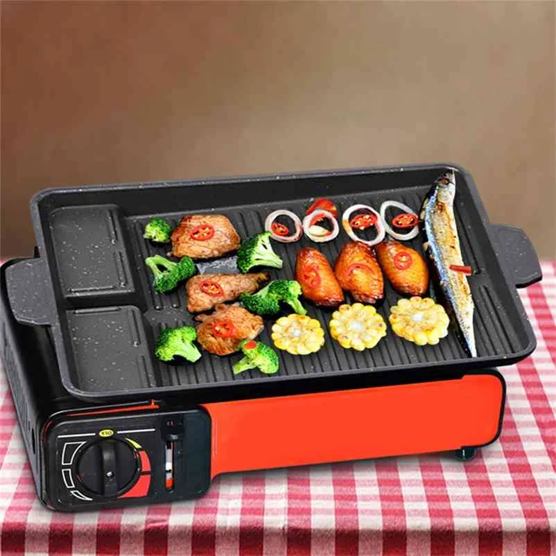 32 x 26cm Stone Grill Smażenie Grill Pan Prostokąt Non-Stick Grill Cookware Koreański BBQ Tray Grill Plate - Black 210724