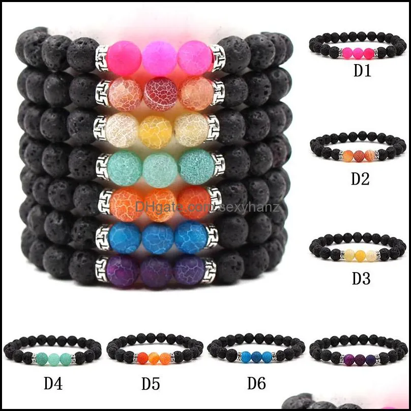 6 Designs Lava Rock Beads Charms Bracelets Women`s  Oil Diffuser Natural stone Beaded Bangle For Men s Chakra Crafts Jewelry