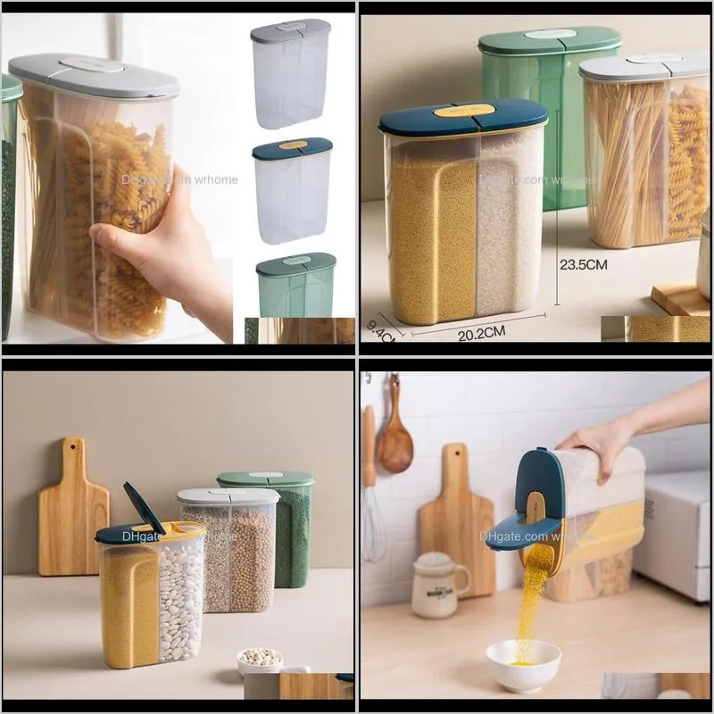 storage box double-layer kitchen grain and tank double-layer, dry goods, plastic moisture-proof sealed bottles & jars