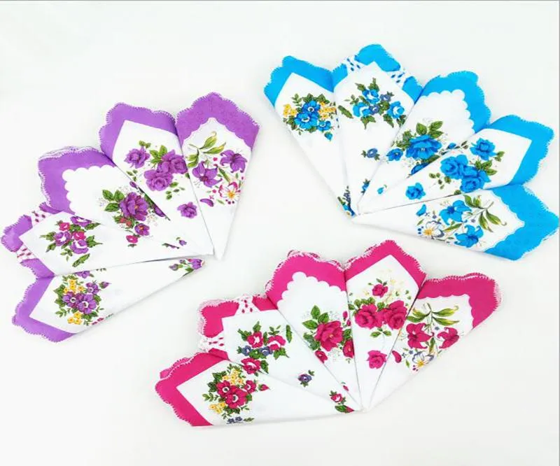 Chusteczka kolory półksiężyca nadrukowany chusteczka bawełniany kwiatowy hankie haftowany chusteczka kolorowy ręcznik kieszonkowy damski