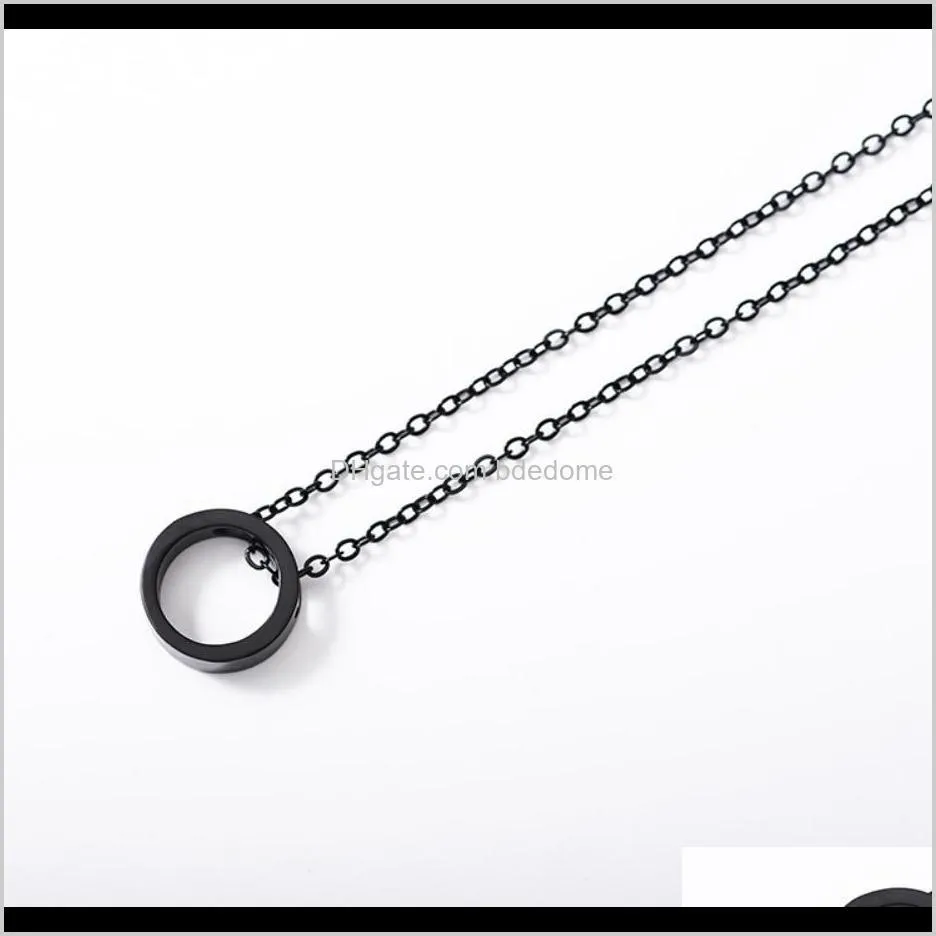 ring circle pendant necklace gold/ silver/black color plated with metal o chain for women girls gift