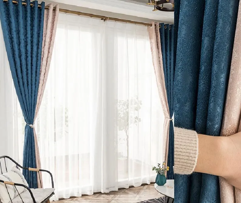 Hög precision konsistens nordisk modern gardin linne full blackout gardiner för levande matsal sovrum draperier