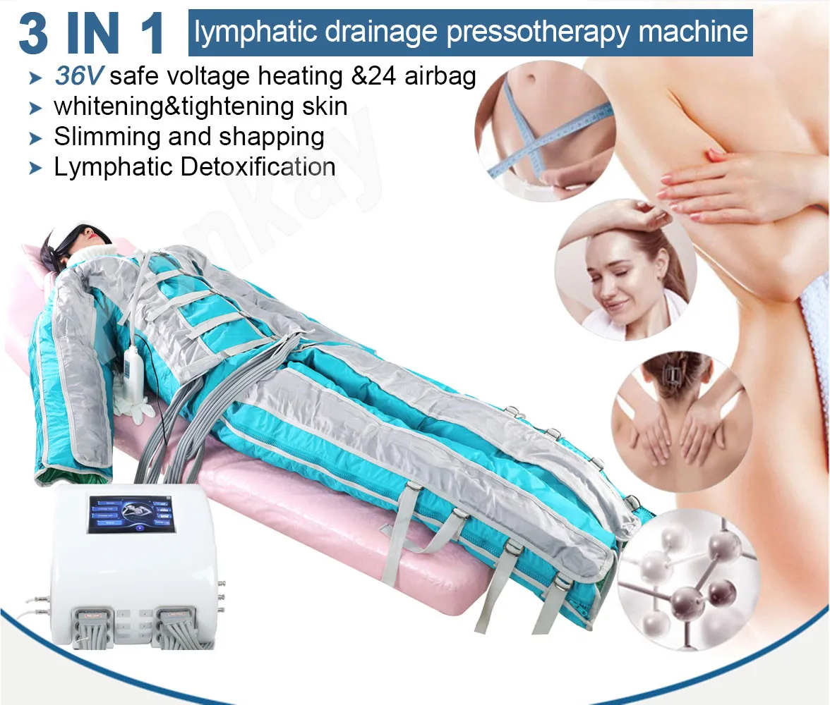Portable 3 in 1 weit Infrarot-Ganzkörper-Massagegerät Luftdruck physikalische Behandlung Pressotherapie-Lymphdrainage-Maschine zum Abnehmen des Körpers