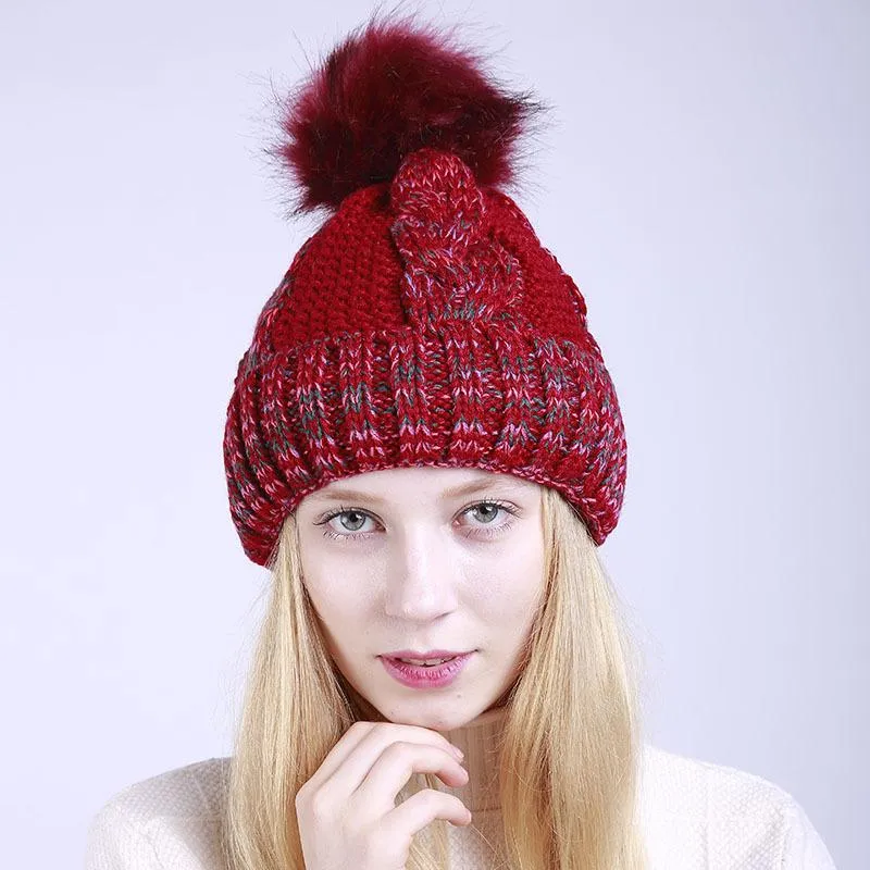 Gorro/caveira tampa de moda de inverno chapéu feminino de malha quente chapéus para mulheres críticas de menina pom cápsula feminina/crânio