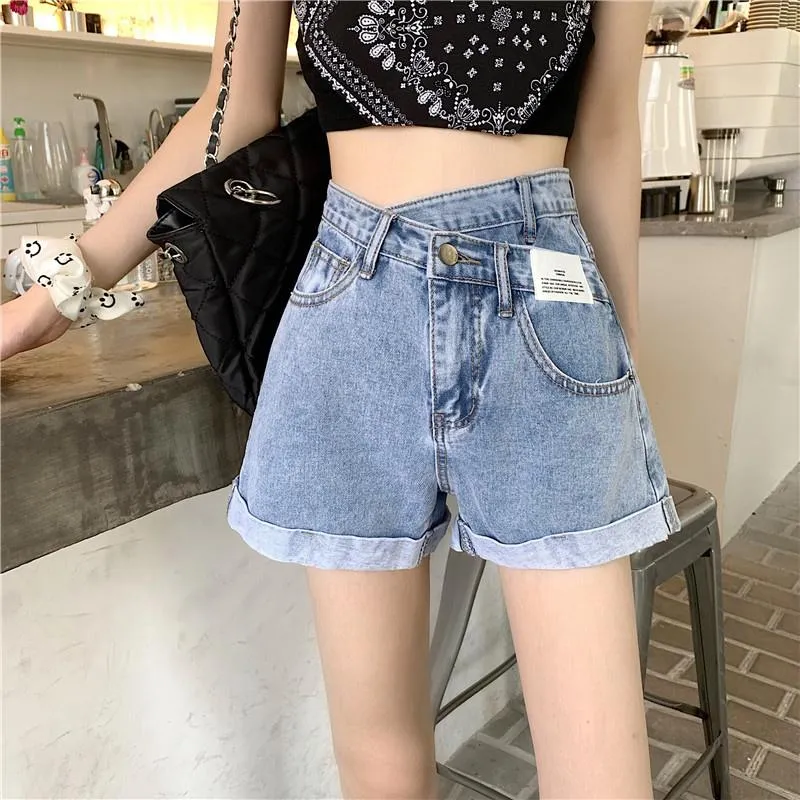 Acquistare Pantaloncini Da Donna Estate Versione Coreana 2021 Moda Alta  Vita Sottile Idrorepellente Gamba Larga Gamba Jeans Economico | Consegna  Veloce E Qualità | It.Dhgate