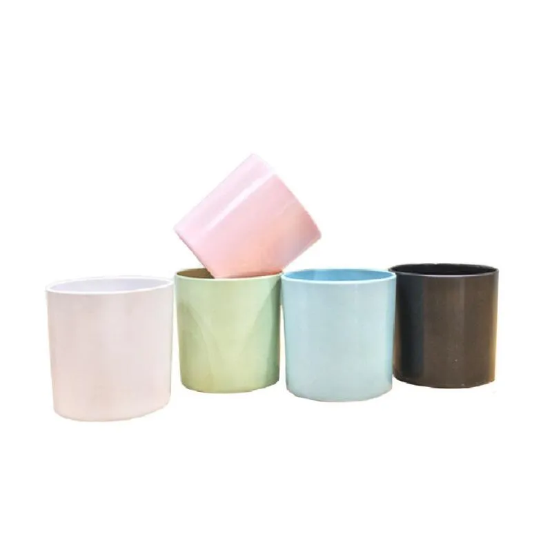 1Pcs Simple Nordic Style Plastic Macaron Straight Flower Pot Imitation Porcelain Indoor Decoration Plant Planters & Pots