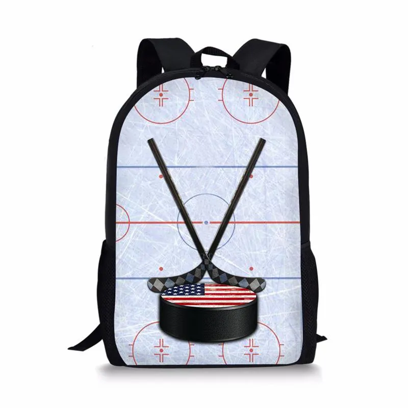 Schultaschen, niedliche Eishockey-3D-Drucke für Jungen, Teenager, Mädchen, Kinderrucksäcke, Studenten-Büchertasche, Reiserucksack, Mochila, Escolar