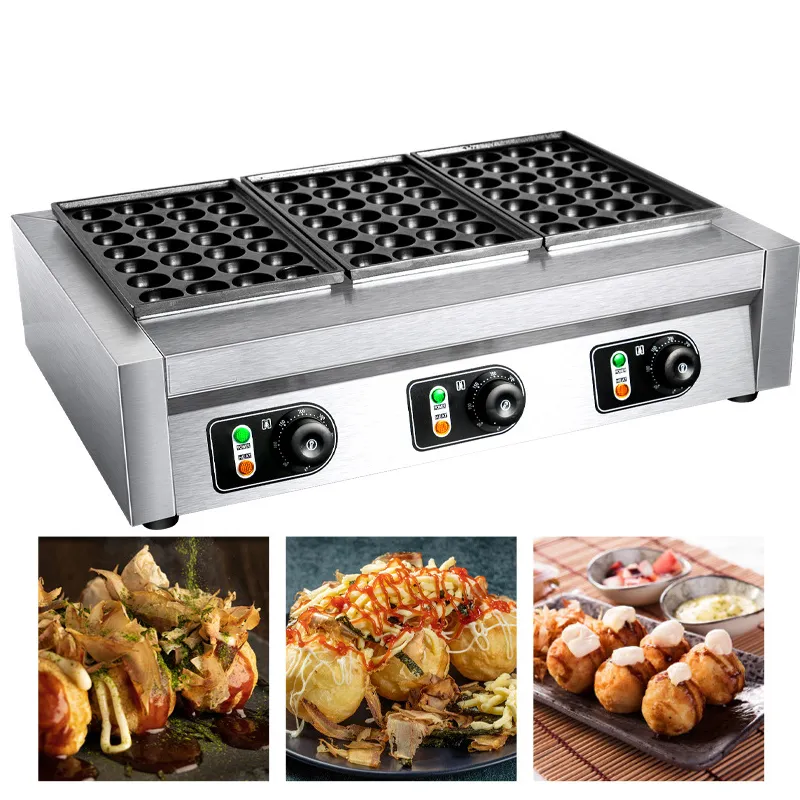 3 Plates Commercial Electric Takoyaki Maker Grill Octopus Ball Baking