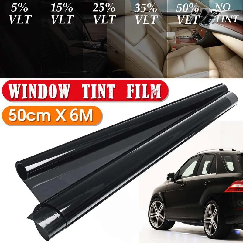6M * 0.5Mの車の窓保護フィルム黒い色合いの着色ロールキットVLT 8％、15％、25％、自動車用の50％の紫外線防止剤