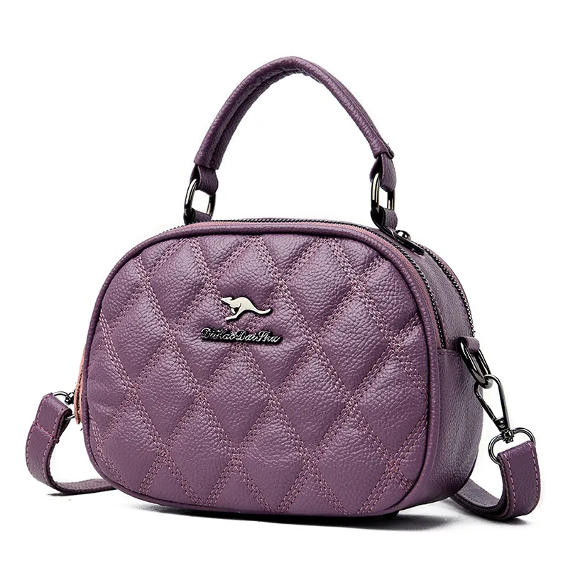 Kobiety Wysokiej Jakości Skórzane Ramię Mała Mini Plaid Tote Messenger Diamond Lattice Crossbody Torby