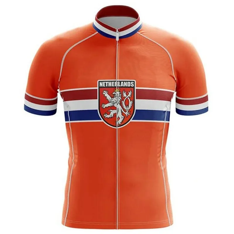 New Netherlands Cycling Jersey Bike Road RACE Team Road Race Short Top Orange Cycling Wear Racing Clothing Enzyme Washed Unisex