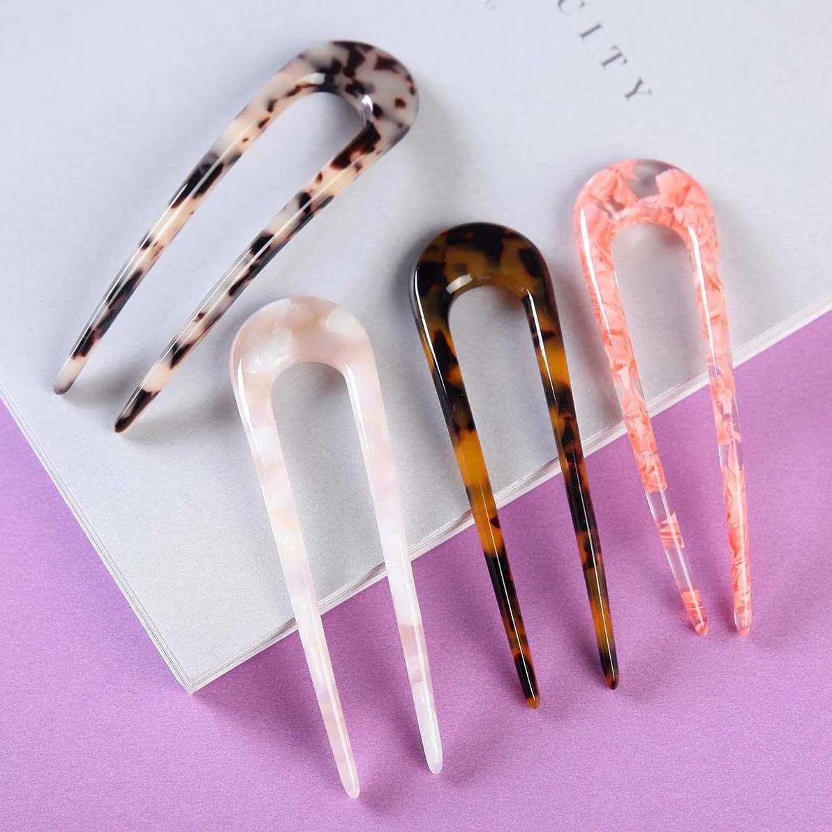 U Shaped Hair Pin Stick French Style U Shape Hair Clips Tortoise Shell U Sticks Pins For Women Girls Hairstyle Accessories Y0723