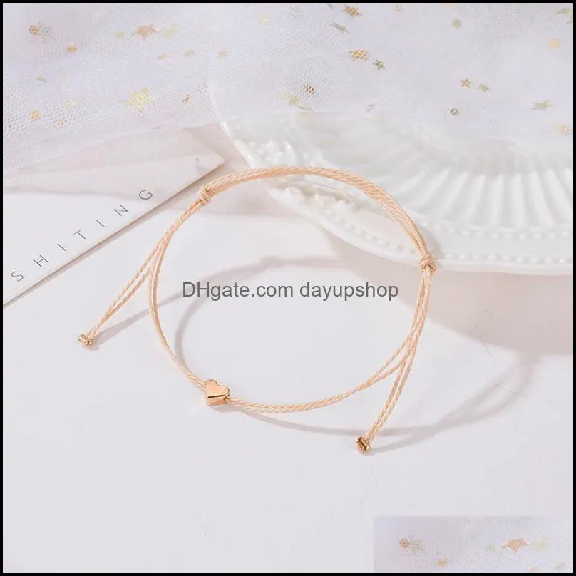 2022 new Hot selling jewelry sweet simple twine cord heart-shaped bracelet small  love heart bracelet