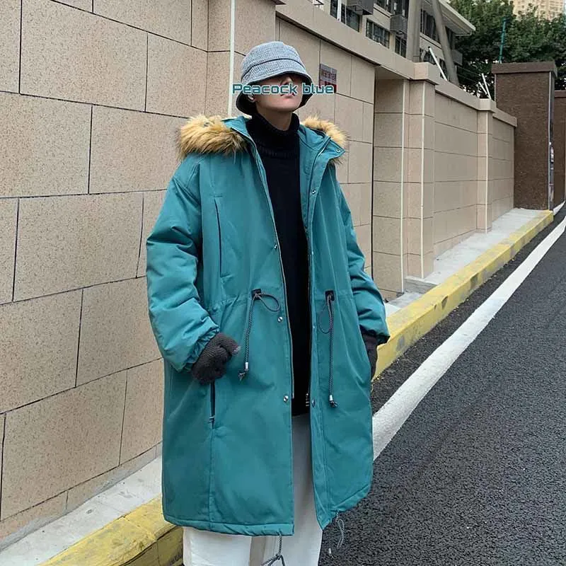 Winter Men's Loose Long Hooded Waterproof Parkas In Warm Trench Coats Thickened Snow Jackets 2-color Cotton-padded Clothes M-2XL 210524