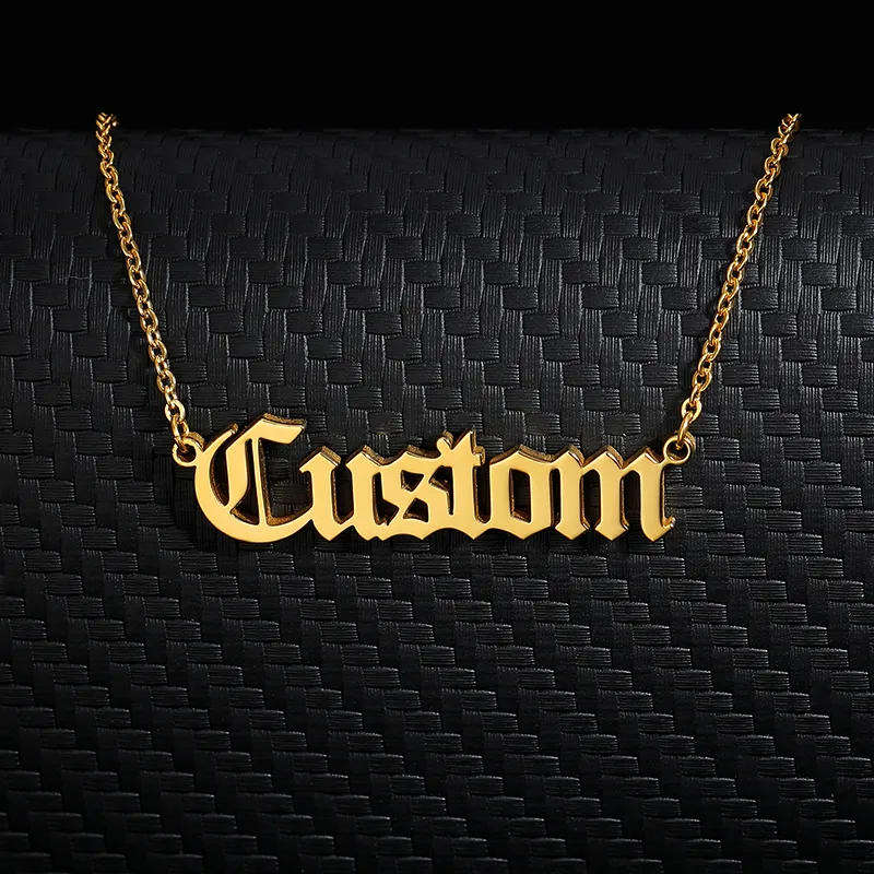 Colliers personnalisés avec nom ancien anglais pour femmes et hommes, couleur or argent, chaîne en acier inoxydable, pendentif, bijoux 247G