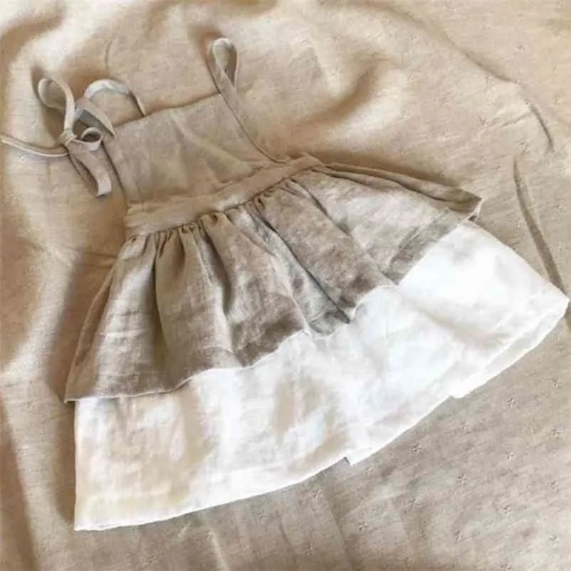 Coton Été Bébé Filles Robes Européenne Enfant Fille Robe Lin Vintage Vêtements Marque De Mode Enfants 210521