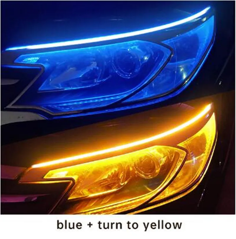 Carro running luzes LED Tira DRL FLUXE FLOWING DayTime Lâmpada Auto Faróis Impermeáveis ​​Estilo Externo Turno Sinal Luz 2 pcs 30cm 45cm 60cm Soft 12V