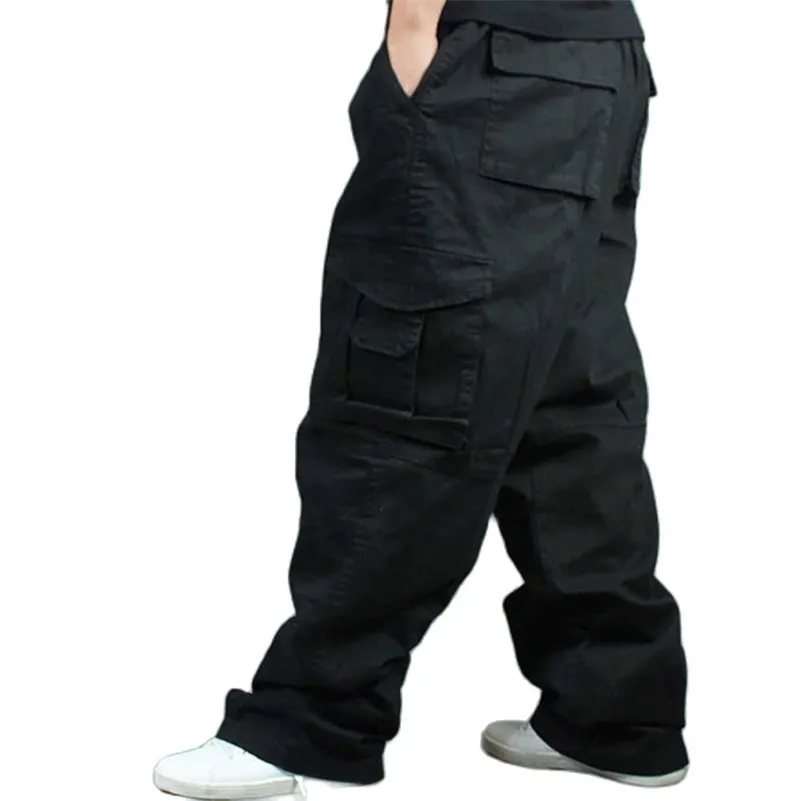 Широкая нога хип-хоп брюки мужчины повседневная хлопчатобумажная гарема грузовые брюки свободные мешковатые брюки уличная одежда плюс размер бегун мужская одежда 210707