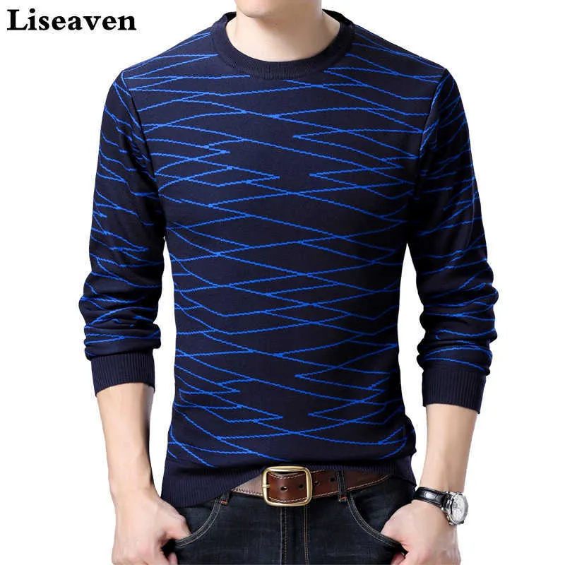 Liseaven pullover sweaters casual stickad tröja män masculino jersey kläder mens långärmad pullovers y0907