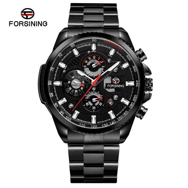 ForSining Fashion Automatic Watch Mens Multi-Function rostfritt vattentätt komplett kalender Militär Automatiska klockor Montre Relogio T200311 armbandsur