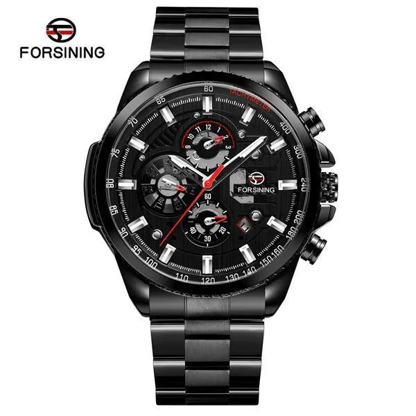 FORSINING reloj automático de moda para hombre de múltiples funciones de acero inoxidable a prueba de agua Calendario completo Relojes automáticos militares Montre Relogio T200311 Relojes de pulsera