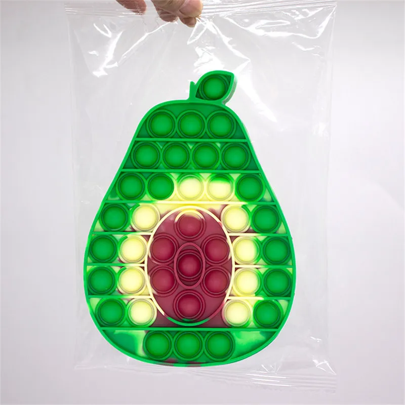 Party Supply Silicone Avocado Push Bubble Fidget Sensory Toy Anti-Stress Squeeze Toys Relieve Autism Stress Reliver for Kids Adult