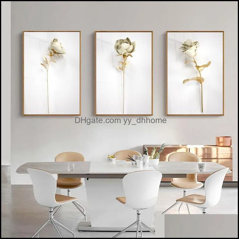 Paintings Modern Style Minimalist Oil Painting Gold Plant Leaves Canvas Wall Art Corridor Living Room Bedroom Home Decoration