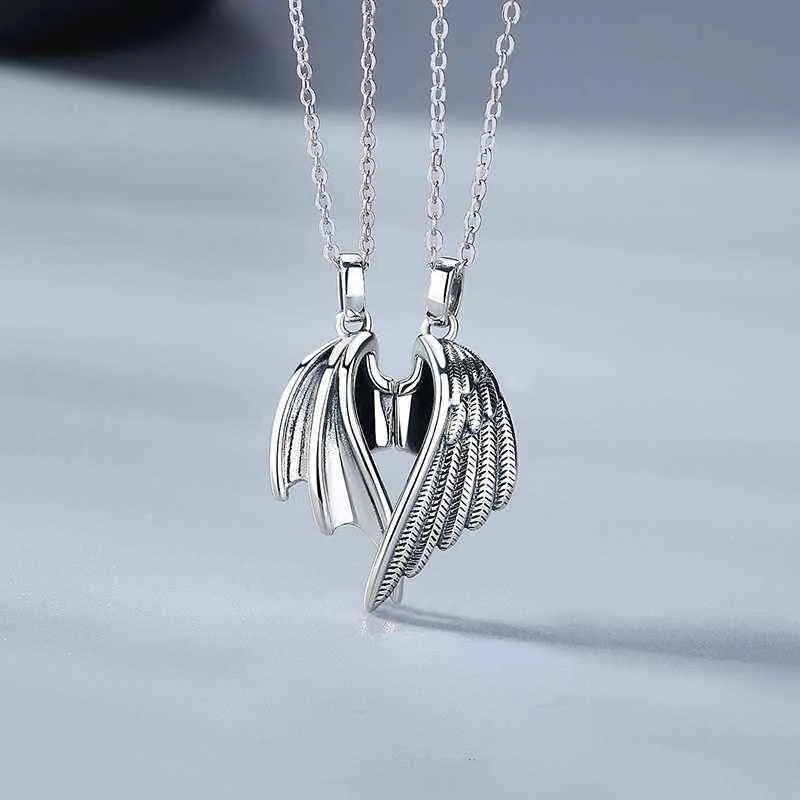 Nouveau 2021 Couple collier clavicule chaîne femmes diable protège ange diable 1 paire amoureux collier pour femmes hommes mode bijoux G1206