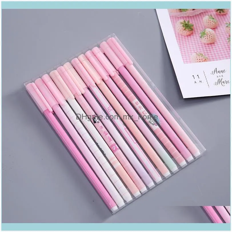 12pcs Gel Pen Set Student Stationery 0.5mm Gel Ink Pen Cute Black Signature School Supplies