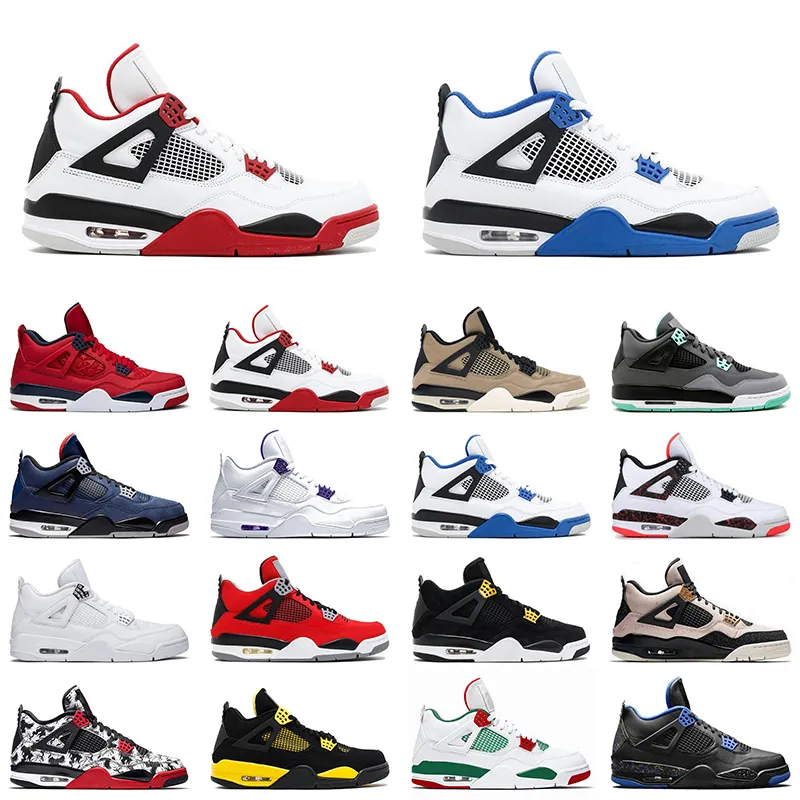 4s Men Basketball Shoes Motorsport Blue 4 Black Cat Fire Red White Cement Bred Mens Womens Trainer Sports Sneakers