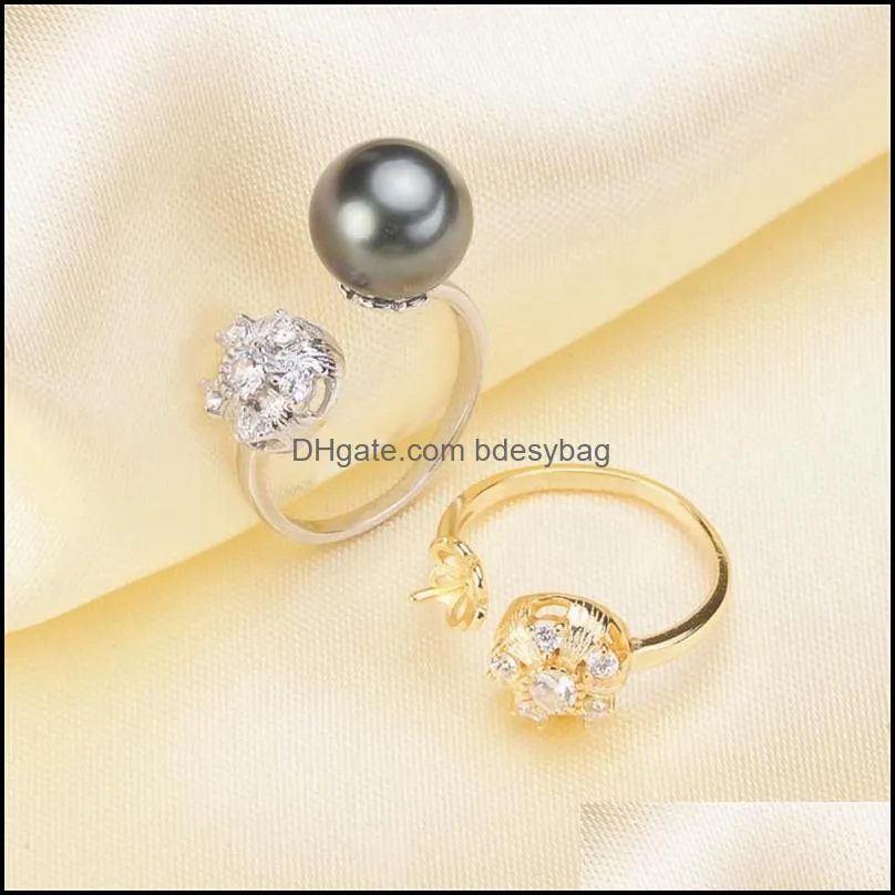 Otros hallazgos Componentes Joyería Otros ajustes de anillos de perlas, hallazgos de moda, tamaño ajustable 925 Sier Jewelry Diy Making No Drop Deli