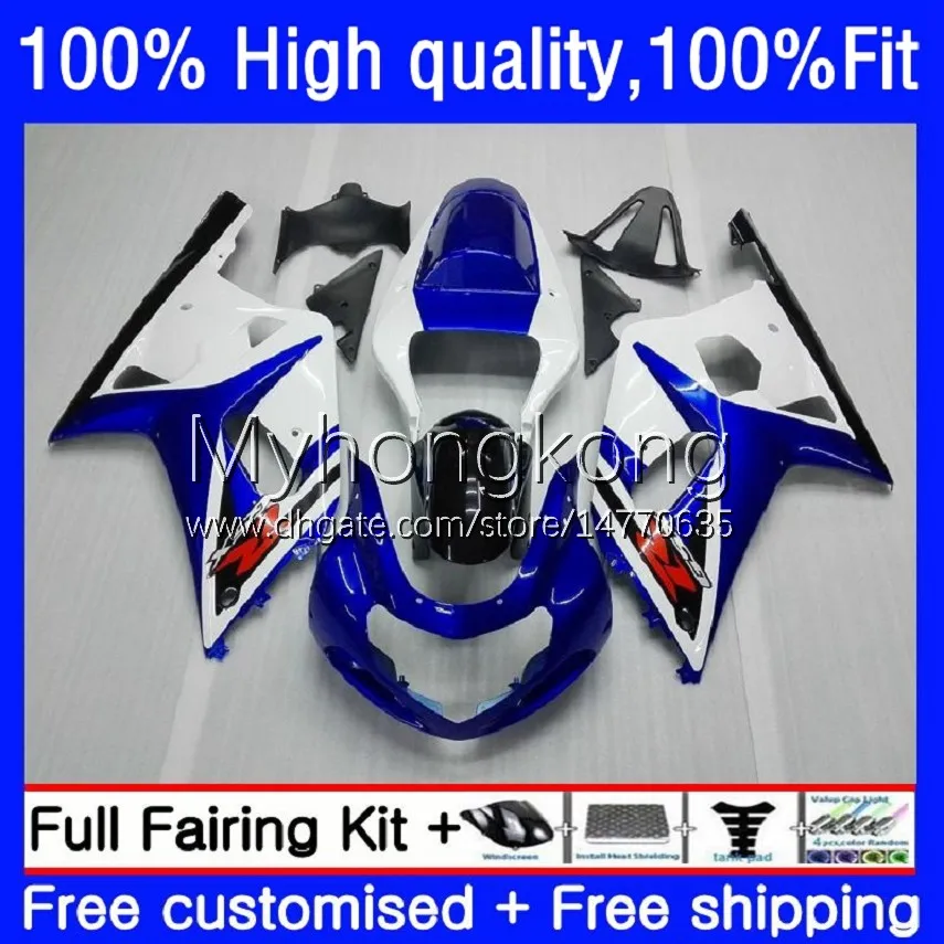 Injection Mold Fairings For SUZUKI GSX-R750 K1 750CC GSXR600 GSXR-750 01-03 19No.6 GSXR 600 750 CC 01 02 03 600CC GSXR-600 White blue GSXR750 2001 2002 2003 OEM Bodys