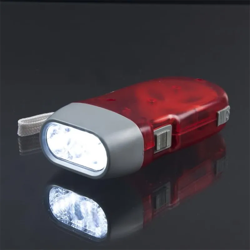 LED Gadget 3 Leds Hand Pressing Dynamo Crank Power Wind Up Flashlight Torch Lamp For Outdoor Home