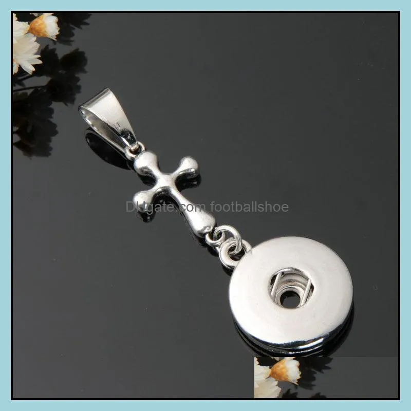 JG! Fashion DIY necklace 18mm Snaps Jewelry Metal Cross Anchor MOM Heart FAtima Palm Snaps Button Pendant Charms Noosa Findings