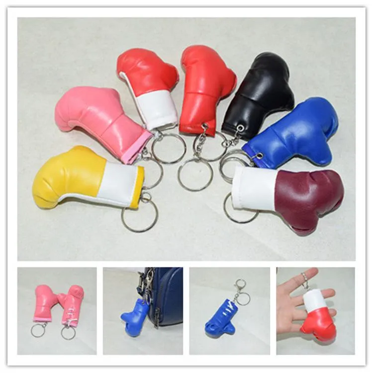 Keychains Boxing Gloves Hanging Leather Bag Charm Pendant Keychain Accessories Cut Interior Car Decoration DIY Cool Ornaments Key Chain