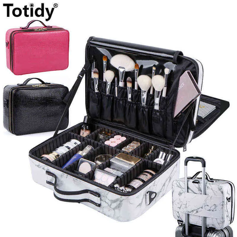 Nxy Cosmetici Borse Sac De Maquillage En Cuir Pu Pour Femmes Trousse Professionnelle Manucure Kits Cosm￩tiques Complets Bo￮te 220302