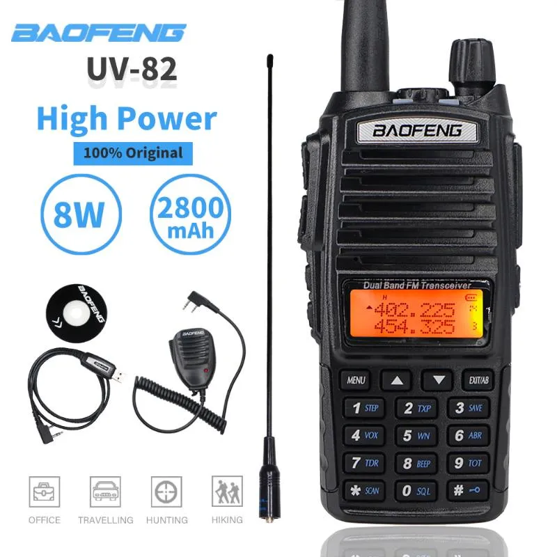 Walkie Talkie Baofeng UV-82 8W الفرقة المزدوجة FM Transceiver UV-82HP الطاقة العالية ثنائية الاتجاه UV 82 Hamateur HAM CB UV82