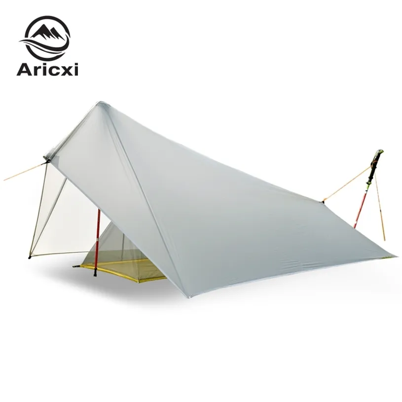 Aricxi Ultralight Camping Barraca 15D Nylon Silicon Shelter Tarp 1 Pessoa 3 Temporada 4 Temporada Temporada Voar Tarp 220104