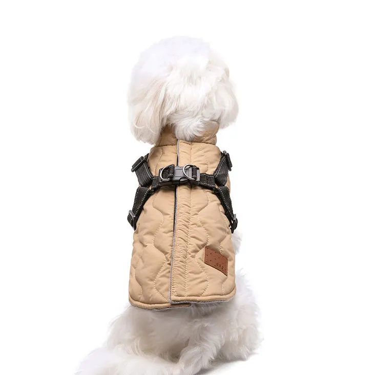 겨울 애완 동물 고양이 개 의류 견인 디자인 강아지 패딩 코트 테디 슈나우저 Bichon 애완 동물 개 액세서리