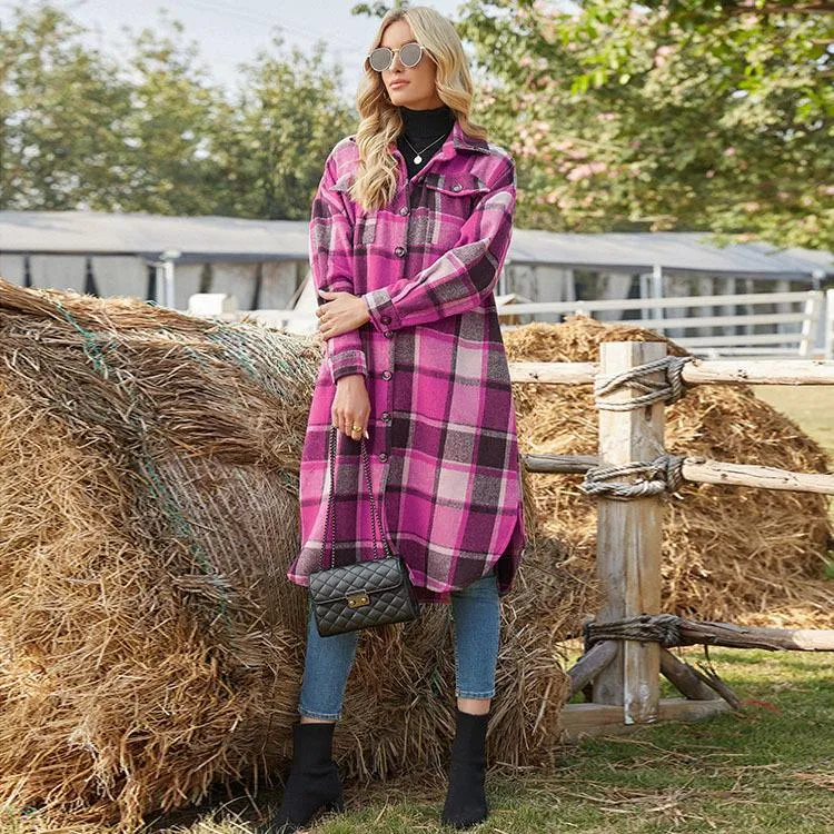 Womens Casual Plaid Wool Blend Button Long Down Parka With Oversized Lapel  And Flannel Coat From Loveclothingfz3, $23.3