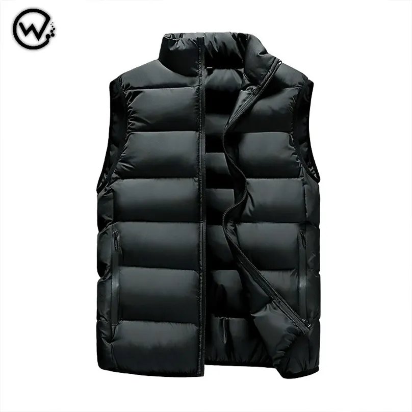 Hommes Veste Coton Gilet Hiver Épais Sans Manches Mâle Coton Rembourré Manteaux Chaud Gilets Tops Plus La Taille L-6XL veste homme 210925