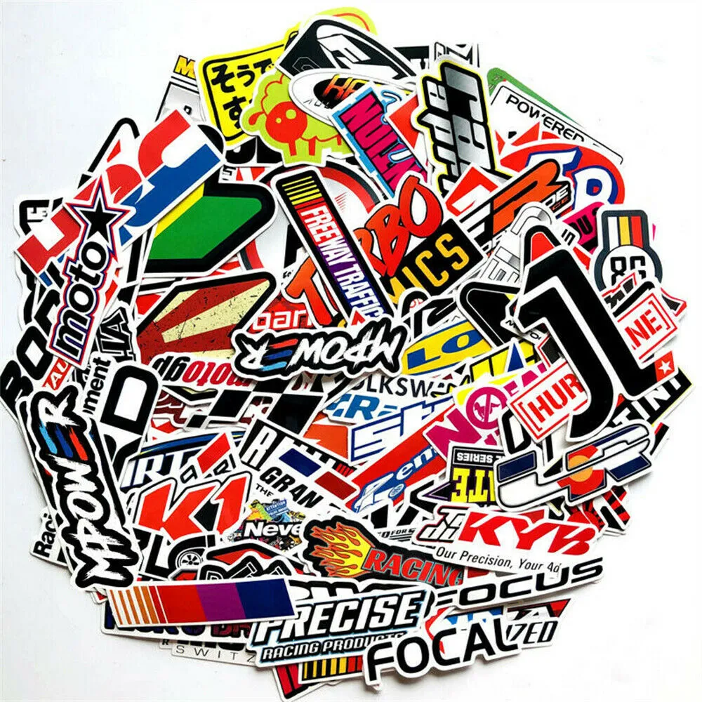 100 stks JDM Auto Stickers Pack Motorfiets Racing Motocross Helm Vinyl Decals Lot