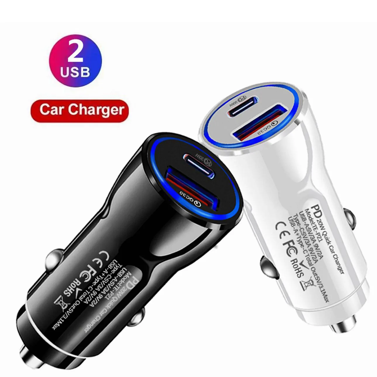 Carregador de carro Carga rápida QC3.0 QC SCP PD Tipo C 36 W Carregador USB Rápido para Xiaomi Huawei Samsung e Todo o carregador de telefone