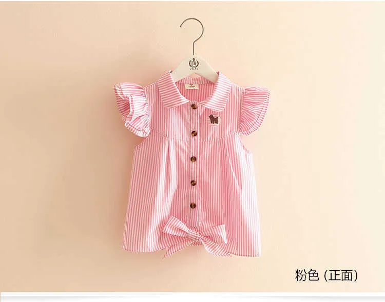  Summer Stripe Butterfly Sleeve Girls Clothing Baby Child Short-Sleeve Shirt (6)