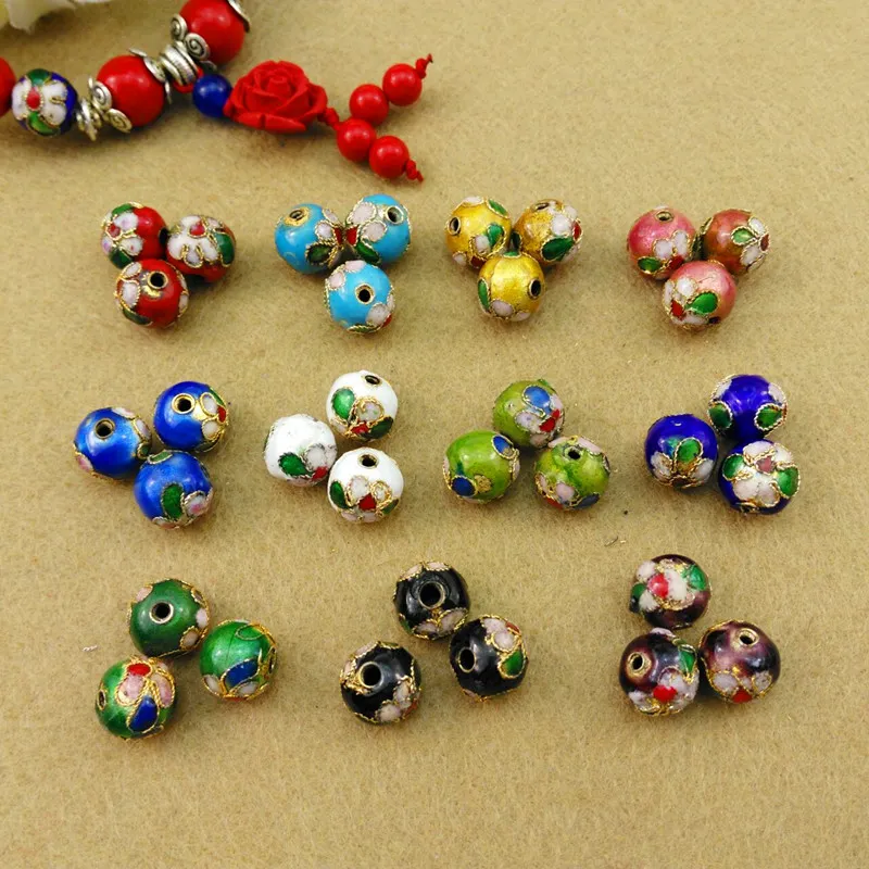 30pcs Cloisonne Filigre Kolorowa szkliwa 12 mm okrągłe koraliki ręcznie robione biżuteria DIY Making Materiend Naszyjnik Akcesoria