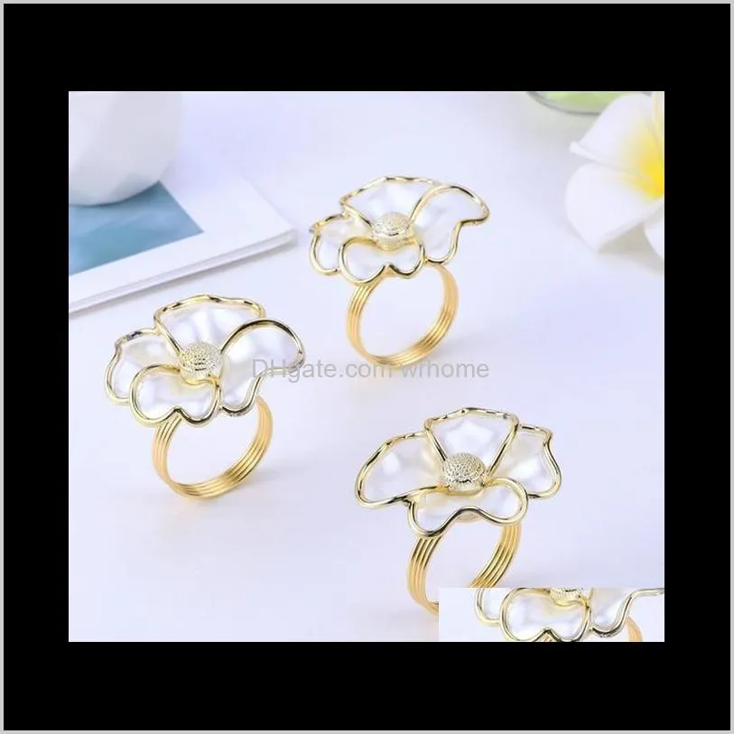 12pcs/lot napkin ring white flower el exquisite button wedding table decoration rings