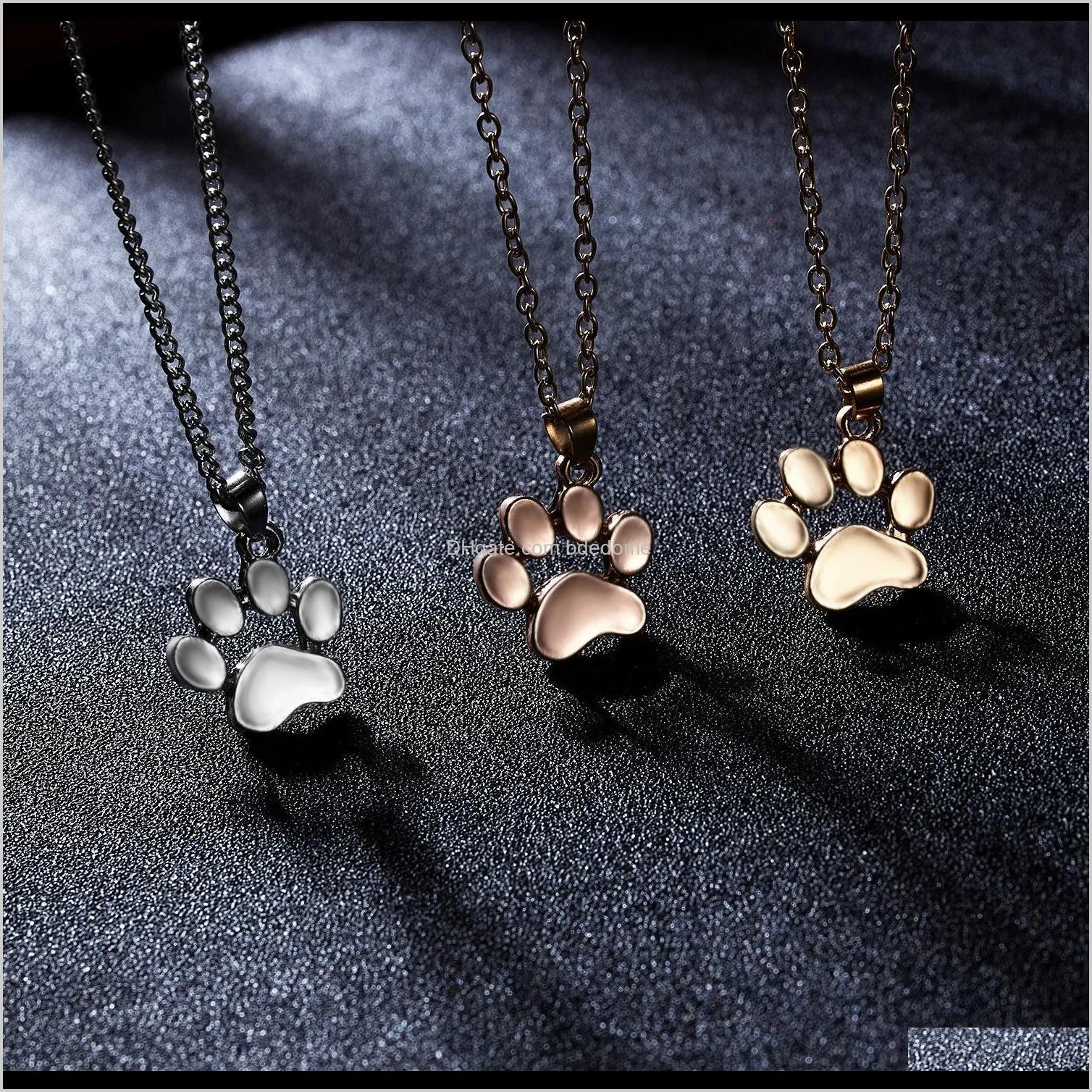 blingbling zinc alloy footprint necklace cute animal cat claw necklace dog claw necklace three colors to choose!jewelry wholesale