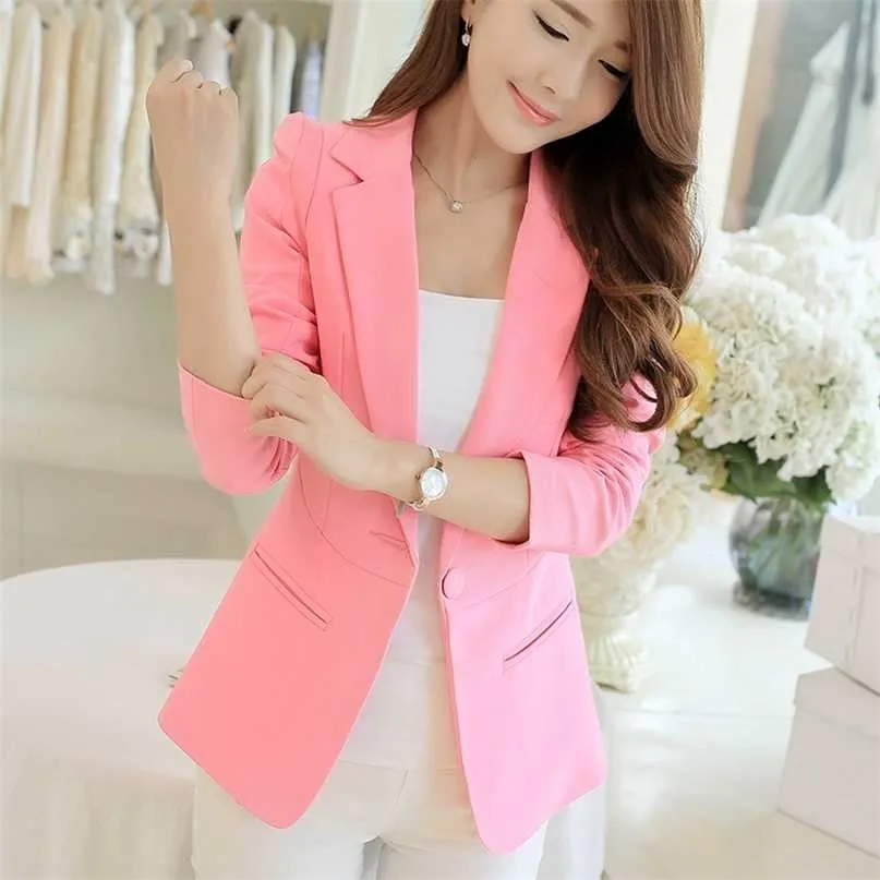 Spring Solid Women Blazers And Jackets Plus Size Elegant s Formal Autumn Coat Long Sleeve Ladies Black Blazer 211122